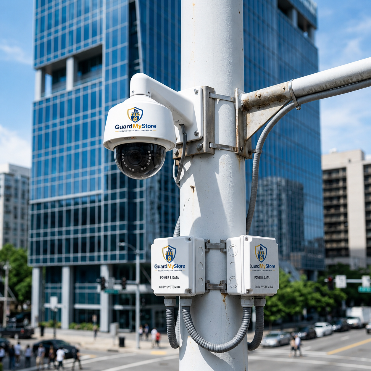 Trusted Partner In Virtual Security CCTV camera on pole